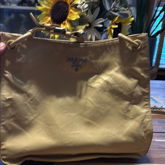 Prada Yellow Shoulder Bag Elegant Spacious Design - Picture 1 of 14